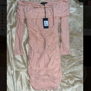 Off Shoulder Pink Tight Dress